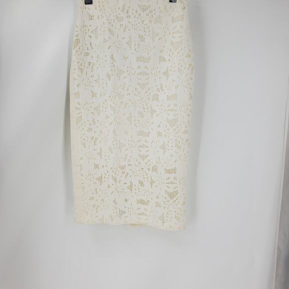 REBECCA TAYLOR Womens 4 Off White dye cut Lace midi Pencil Skirt - Picture 1 of 5